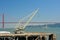 Old industrail crane on a pier on river Tagus, Lisbon