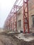 Old industrial building. Abandoned manufacture. Metal constructions