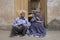 Old iranian couple resting outdoors