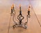 Old iron candlestick holder on table