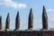 Old iron prison spikes and blue sky