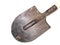 Old iron shovel for digging on a white background