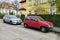 Old Italian popular compact car red Fiat Cinquecento ED