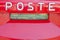 Old italian public red metal mailbox with italian Poste text