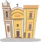 The old Italian yellow Catholic church in Castellammare del Golfo.