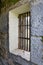 Old jail barred windows at angle