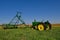Old John Deere B tractor and hay stack mover