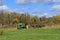 Old John Deere tractor left in the field