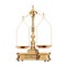 Old Justice Gold Weigh Scales Balance with the Two Arms in Clay Style. 3d Rendering