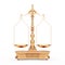 Old Justice Gold Weigh Scales Balance with the Two Arms in Clay Style. 3d Rendering