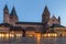 Old kathedral Dom in Mainz city, Germany in evening