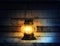 Old kerosene lantern burning with bright