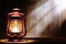 Old Kerosene Lantern Lamp in Rustic Country Barn