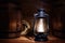 Old Kerosene Lantern Light in a Vintage Warehouse