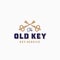 The Old Key Abstract Vector Sign, Symbol or Logo Template.