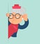 Old Lady Gossip Listen Overhear Spy Out Corner Adult Cartoon Character Flat Design Vector Illustration