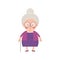 Old Lady In Purple Dress with Walking Stick