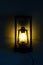 Old lantern illuminated in a room