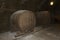 Old large barrels with wine in cellar