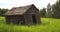 Old leaning farm shed