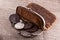 Old leather purse with silver coins