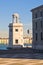 Old lighthouse in front of San Giorgio Maggiore church in Venice