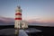 The old lighthouse in Gardur at Reykjanes Peninsula Icelandin winter