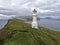 Old lighthouse on the island Mykines, Faroe islands.