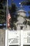 Old Lighthouse Museum and American Flag in Stonington, CT