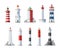 Old lighthouses towers buildings cartoon vector