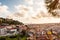 Old Lisbon oldtown panorama of Alfama. View to Saint George cast