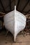 An old lobster fishing boat restoration in workshop