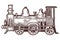 Old locomotive - hand drawn illustration