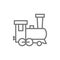 Old locomotive, train, railroad line icon.