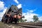 Old locomotives in a railway station