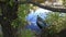 Old lonely wooden boat in river