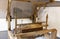 Old loom. Device for the manufacture of textile products, close-up, traditional