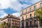 Old luxury residential buildings with balconies in Serrano Street in Salamanca district in Madrid