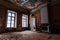 Old majestic abandoned historical mansion Pertovo-Dalnee, Moscow region, inside view