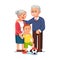 Old man and aged woman standing with little boy