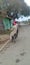 A old man carry luggage  and free riding by bicycle in madhubani bihar India