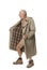 Old man flashing with raincoat