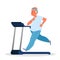 Old man in the gym. Senior training on treadmill. Fitness program