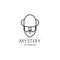 Old man with hat mystery line minimalist logo design vector