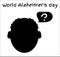 An old man head silhouette with a question mark speech bubble. Alzheimer`s disease and dementia, memory loss icon.