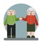 Old Man Lady.Granny family character. Grandmother and grandfather cartoon.Flat vector.