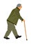 Old man person with stick. Elder senior walking alone vector isolated on white. Mature old people active life. Grandfather