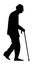 Old man person walking with stick silhouette