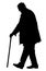 Old man person walking with stick. vector silhouette. Grandpa silhouette. Retail senior in park.