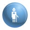 Old man pneumonia lung icon, simple style